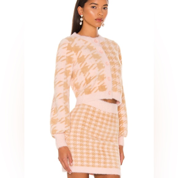 For Love and Lemon Fuzzy Plaid Pink and Tan Cher Cardigan - Picture 3 of 7
